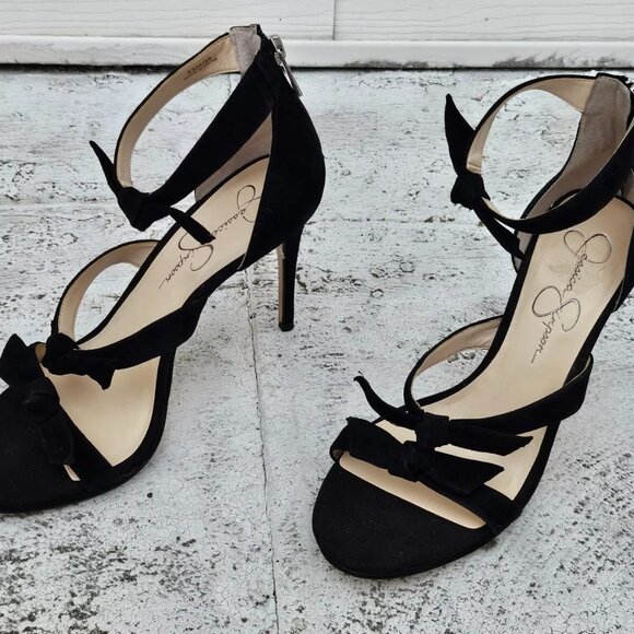 Jessica Simpson Women Heel Pump Sandal Black Suede Upper JS Kaycie Size 8.5M 39 - Picture 6 of 13